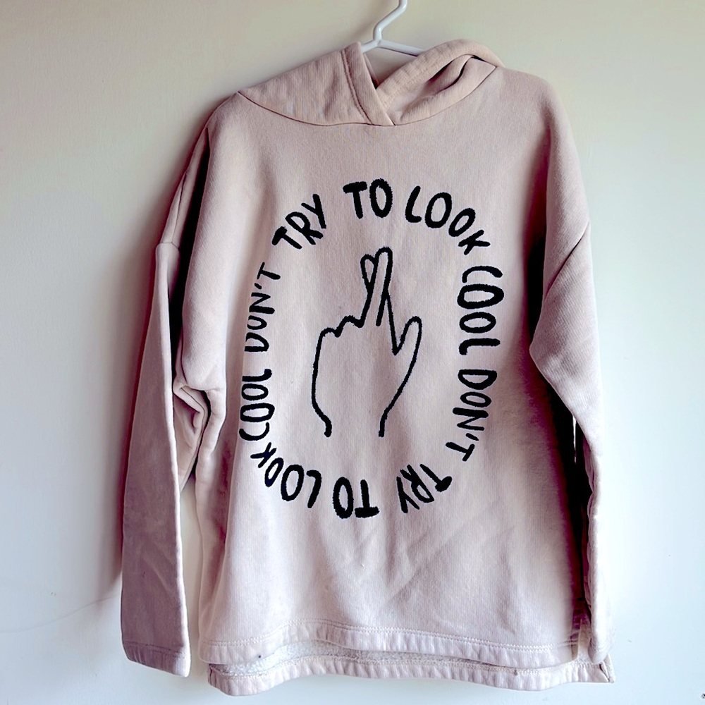 2/$25 Zara size 9 lined hood and fleece cream sweatshirt.